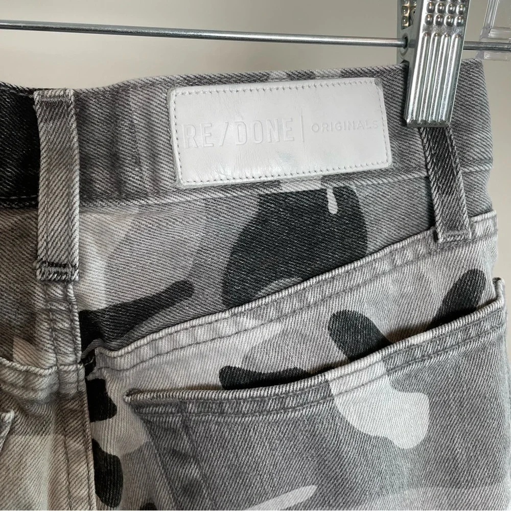 Re/Done Camo High Rise Ankle Crop Stretch Jeans